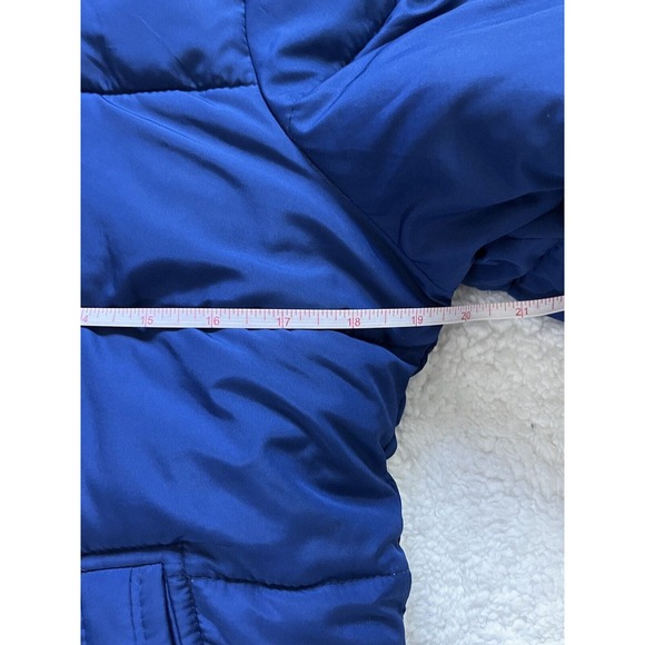 Abercrombie Kids Sz XL Blue Zip Puffer Jacket Coat Faux Fur Lined Hooded - Picture 11 of 12